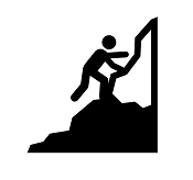 Icon von einem Mann der einen Berg hochklettert